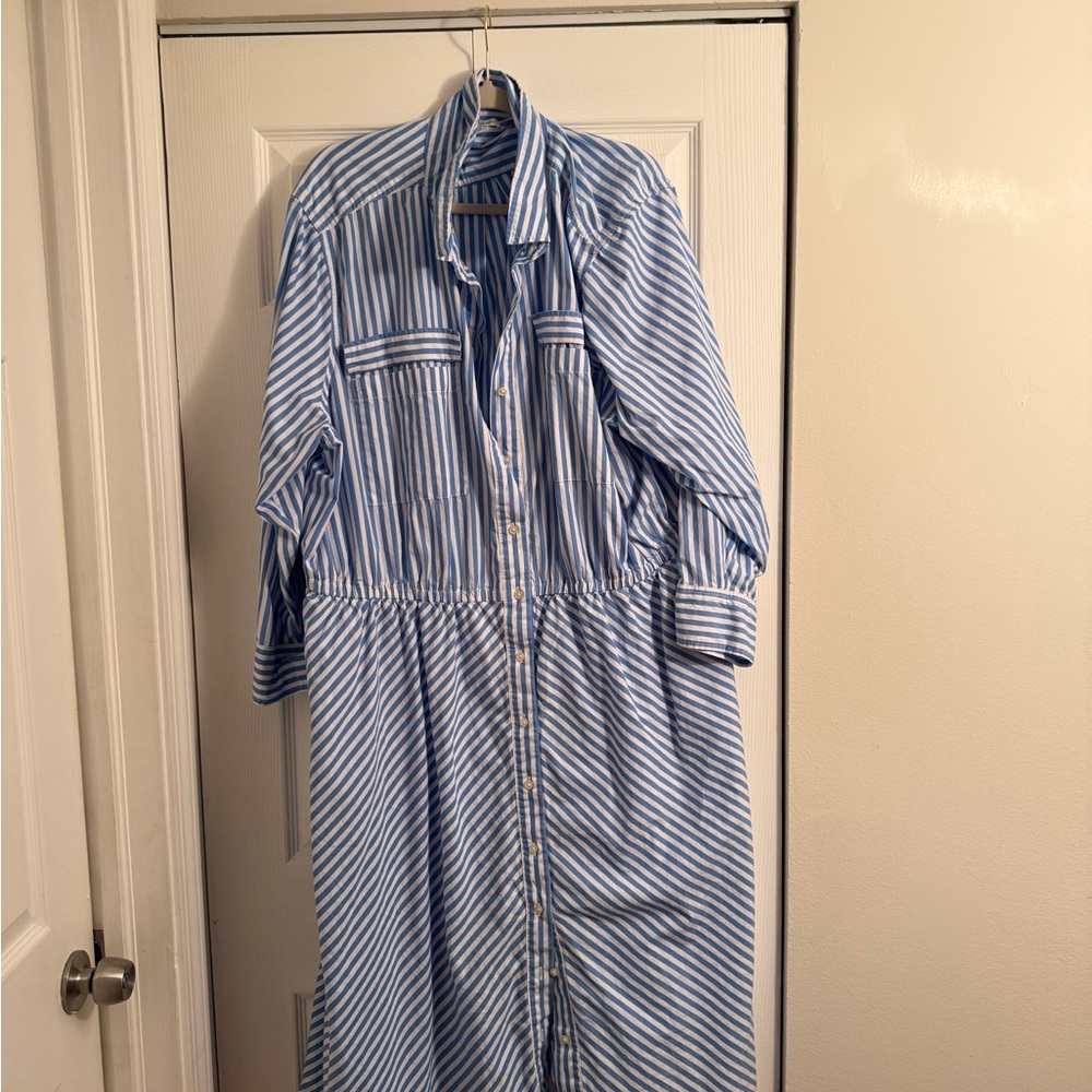 Blue Striped Long Sleeve Dress